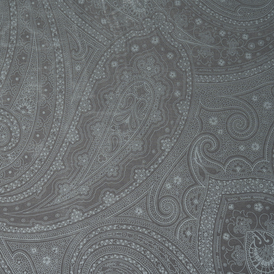 Grey Paisley Patterned Shirting Cotton