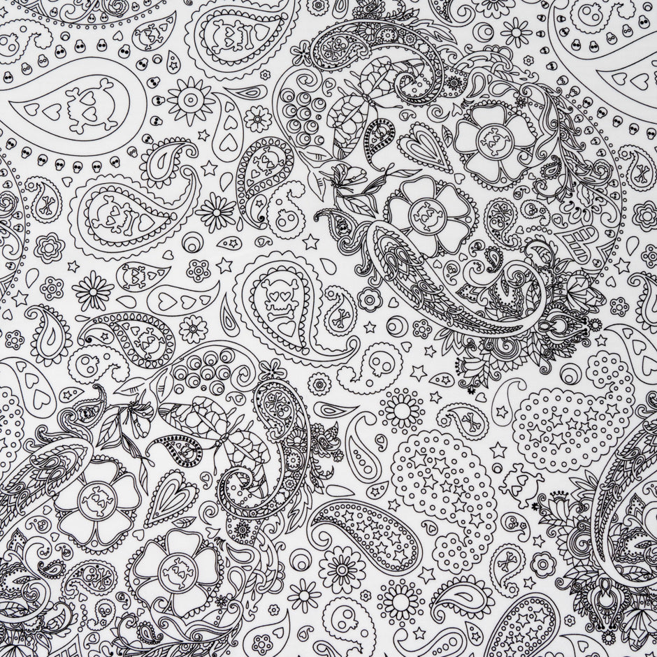 Monochrome Paisley Printed Pure Cotton Shirting