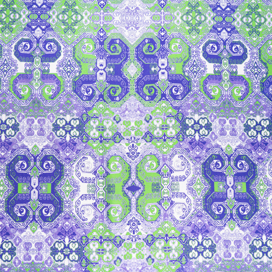 Green & Purple Patchwork Printed Pure Silk Twill