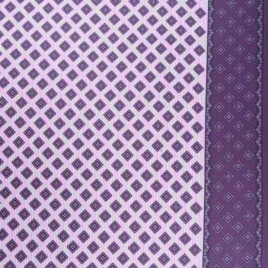 Purple Geo Square Printed Pure Silk Twill (A 3.40m Piece)