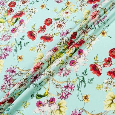 Pretty Multi Floral Printed Double Silk Crêpe