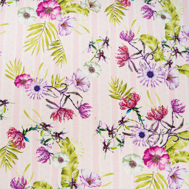 Purple & Pink Floral Printed Double Silk Crêpe