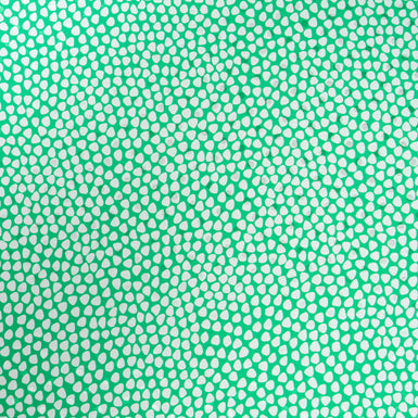 White Geo Printed Green Spot Silk Jacquard (A 2.45m Piece)