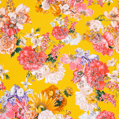 Bold Floral Printed Honey Yellow Luxury Cotton