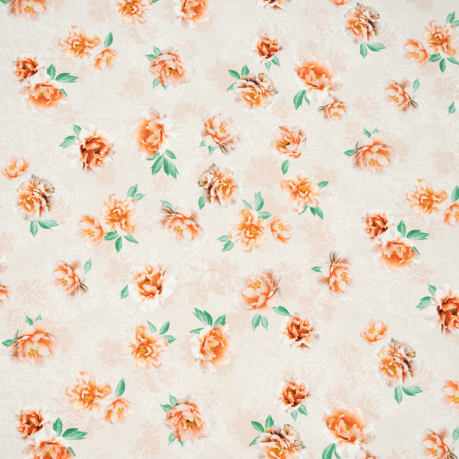 Orange Rose Printed Pure Luxury Cotton