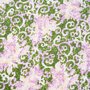 Purple & Green Floral Vision Printed Luxury Cotton