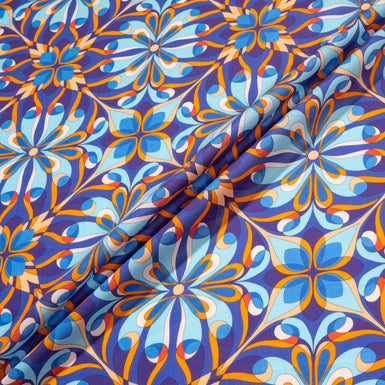 Orange & Blue Kaleidoscopic Printed Luxury Cotton