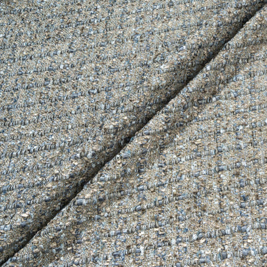 Stone, Grey  & Soft Blue Woven Microfibre Bouclé