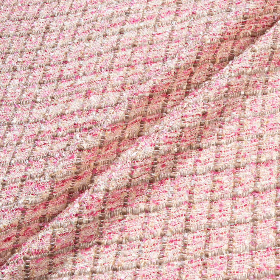 Pink, Beige & Cream Woven Microfibre Bouclé