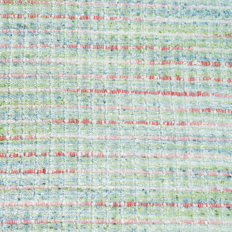 Coral, Blue & Green Woven Microfibre Bouclé