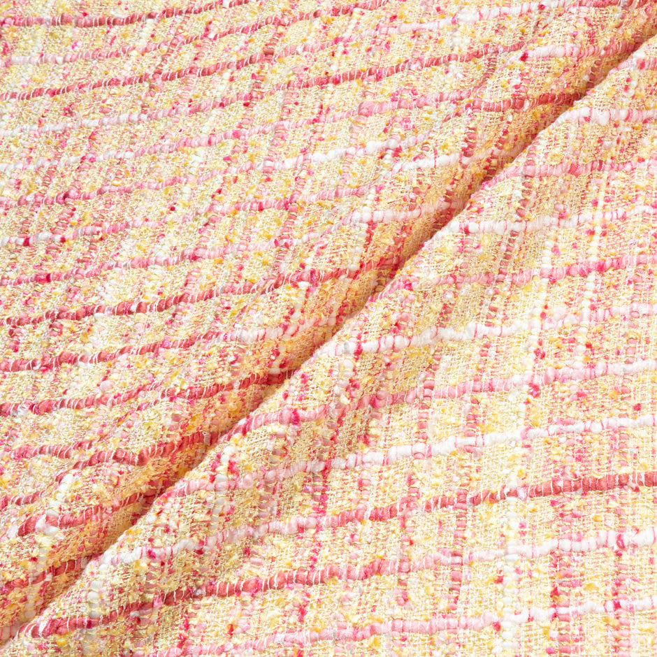 Yellow & Pink Woven Microfibre Bouclé