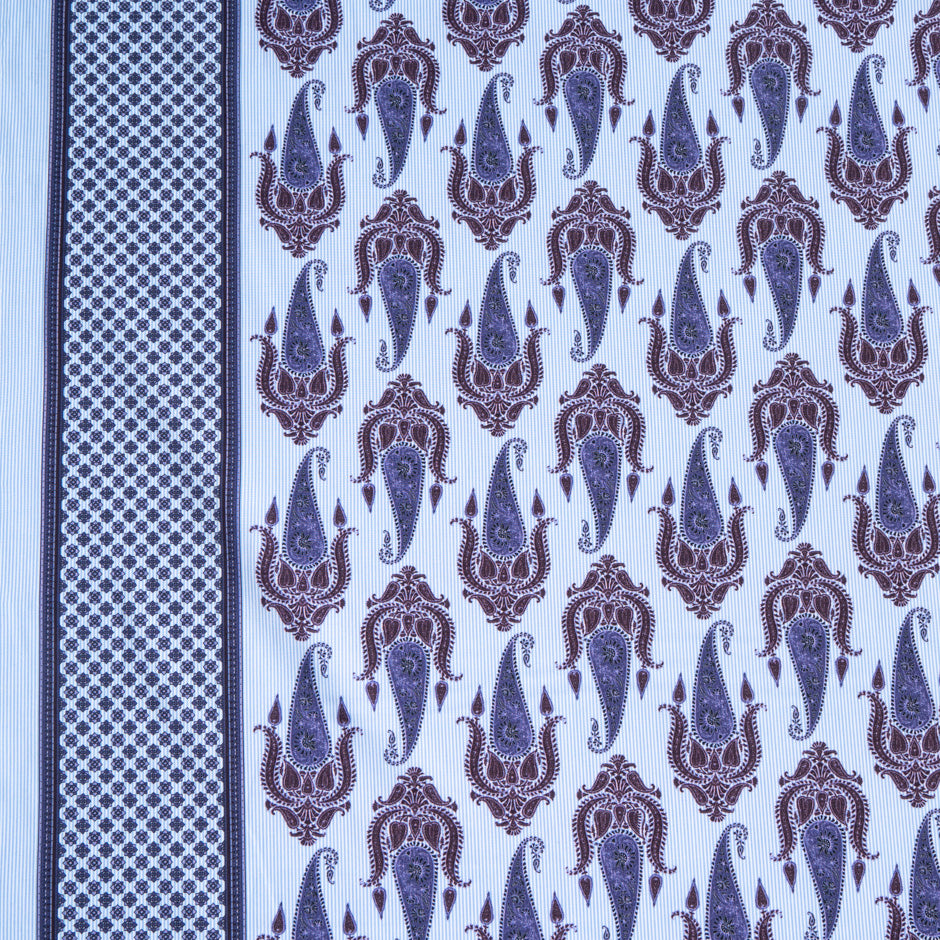 Paisley Printed Blue Pure Cotton Shirting