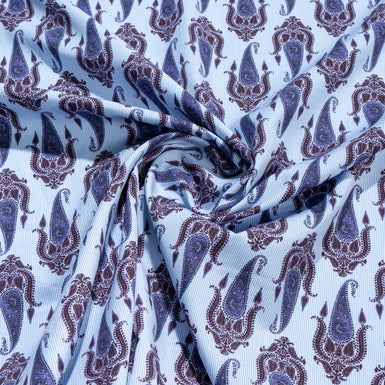 Paisley Printed Blue Pure Cotton Shirting