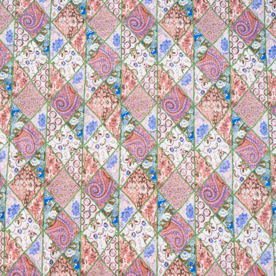 Pink Floral Patchwork Printed Pure Linen