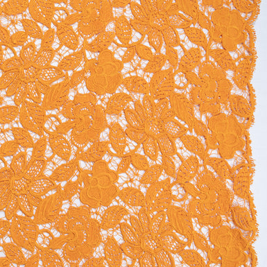 Deep Orange Floral Corded Guipure Lace