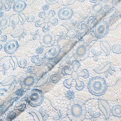 Baby Blue & Ivory Floral Guipure Lace