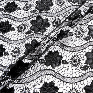 Black PVC Floral Guipure Lace