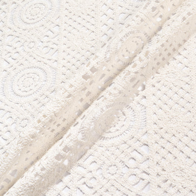 Ivory Geometric Cotton Blend Guipure Lace