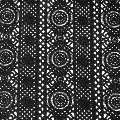 Black Geometric Cotton Blend Guipure Lace