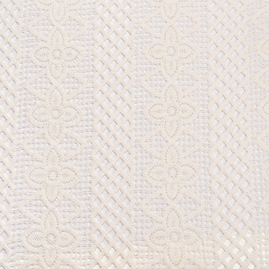 Ivory Geometric Fringed Cotton Blend Guipure Lace