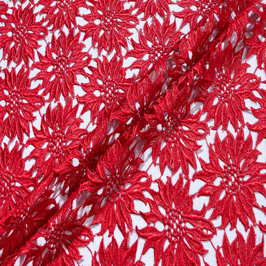 Deep Red 'Sunflower' Guipure Lace
