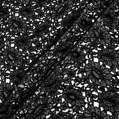 Black Busy Floral Guipure Lace