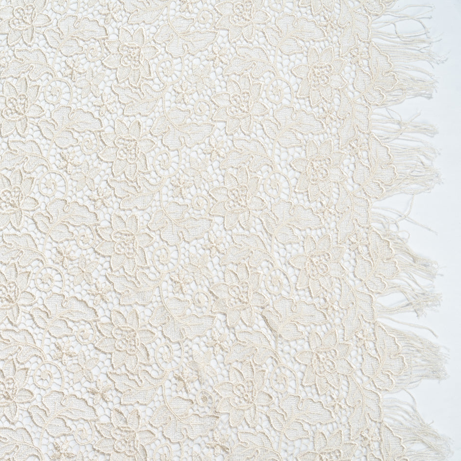 Ivory Fringed Corded Guipure Lace (A 1.90m Piece)