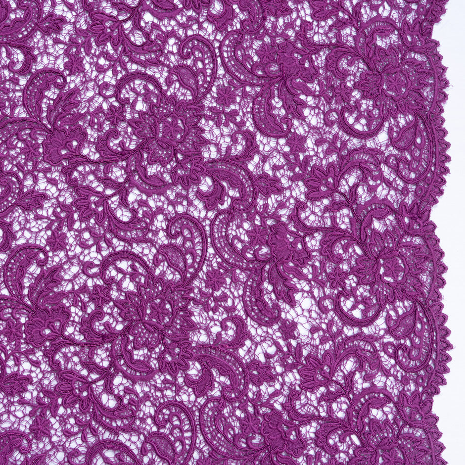 Dark Magenta Floral Corded Guipure Lace