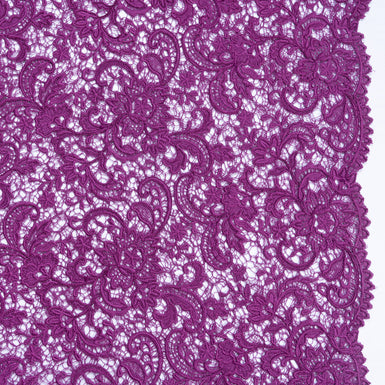 Dark Magenta Floral Corded Guipure Lace