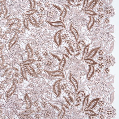 Muted Pink Floral Velvet Guipure Lace