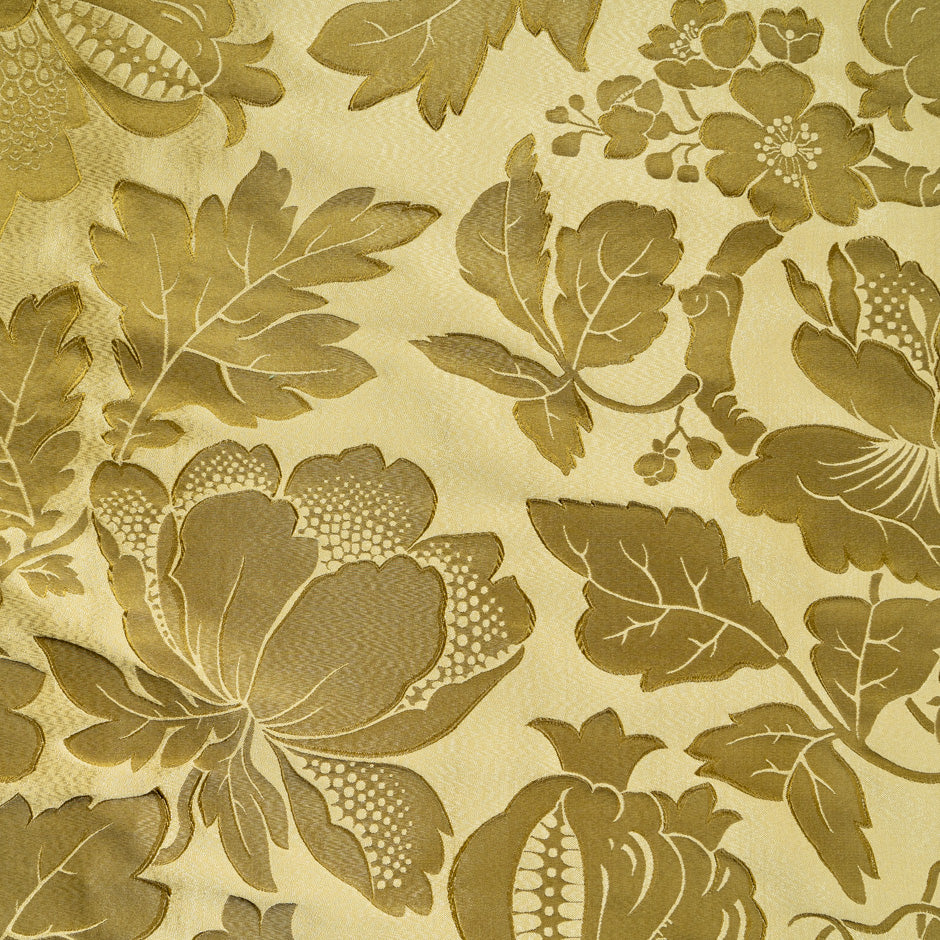 Large Floral Dark Gold Silk Brocade