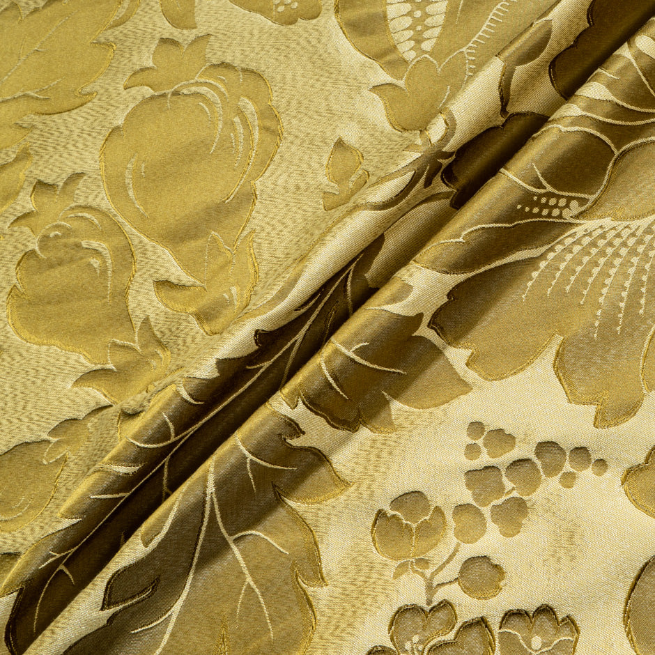 Large Floral Dark Gold Silk Brocade