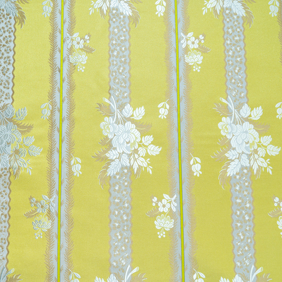 Blue & Yellow Floral Cotton Blend Brocade