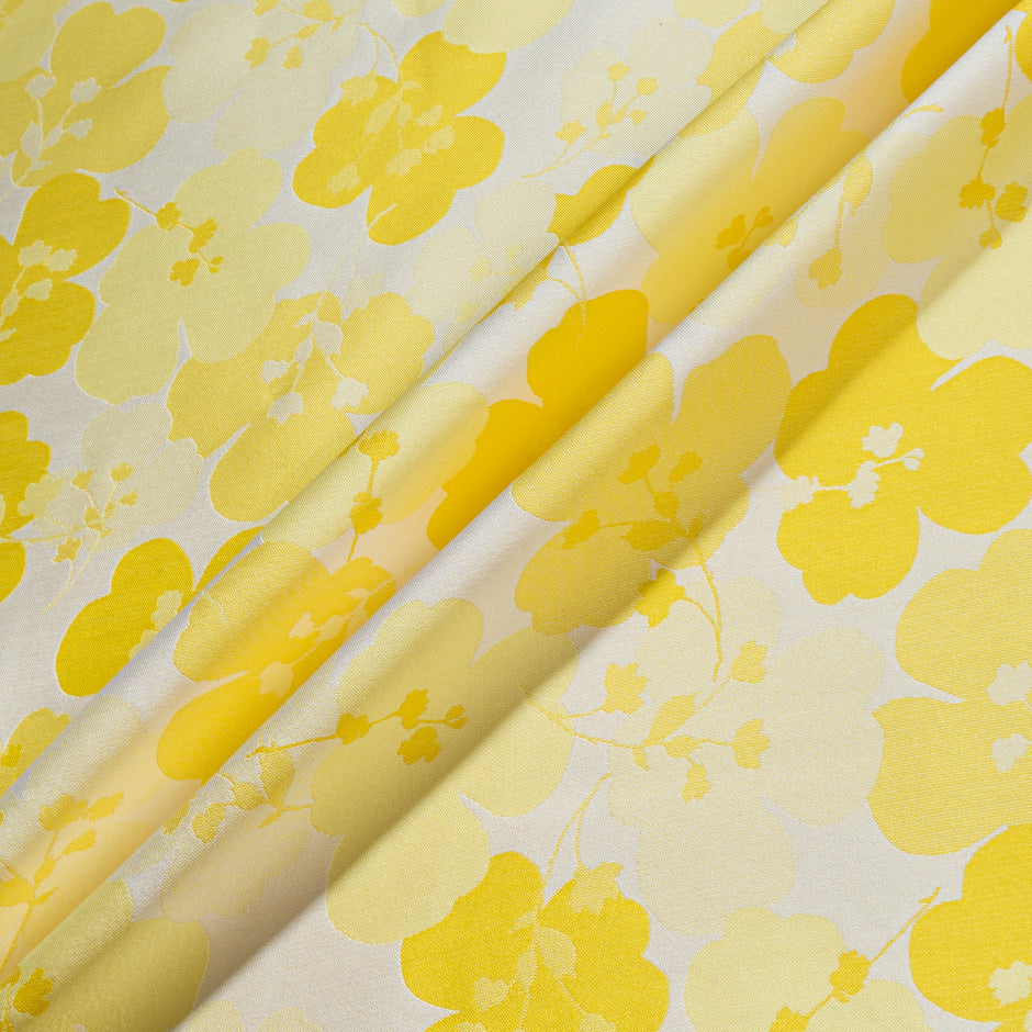 Yellow Floral Jacquard Silk Blend Brocade