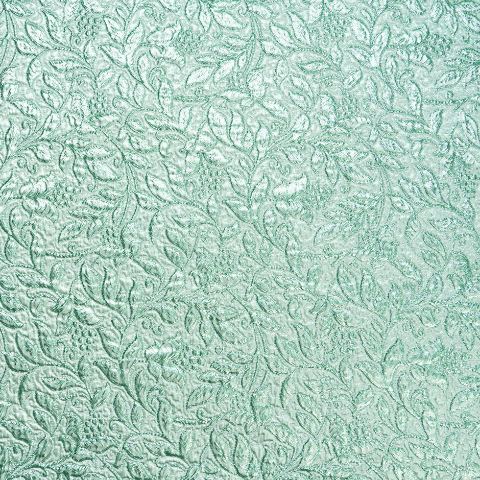 Metallic Mint Green Floral Cloqué