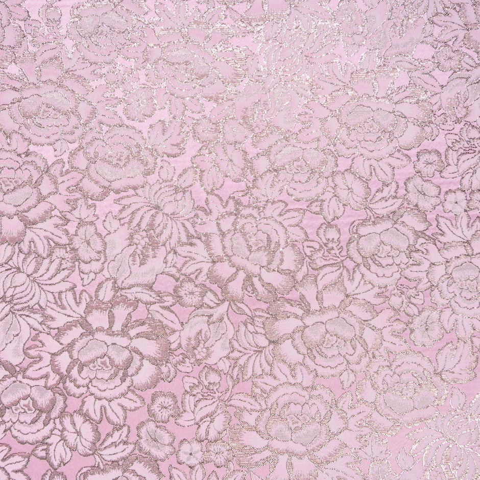 Gold Floral Jacquard Rich Pink Brocade