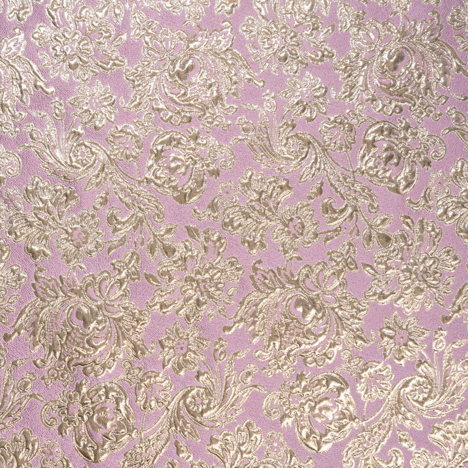 Gold Floral Bubble Gum Pink Cloqué