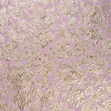 Gold Floral Bubble Gum Pink Cloqué