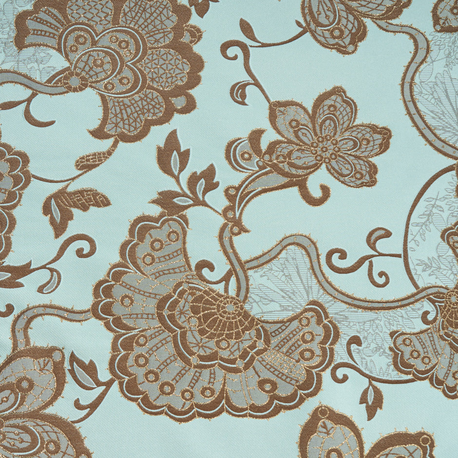 Brown Floral Jacquard Duck Egg Brocade