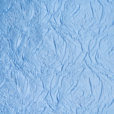 Sky Blue Abstract Crinkled Cloqué