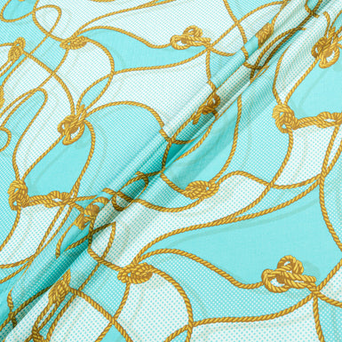 Yellow Rope Printed Aqua Pure Silk