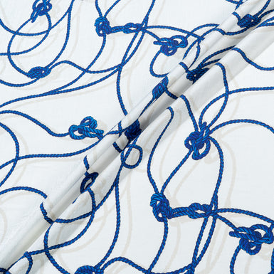 Blue Rope Printed Off-White Pure Silk
