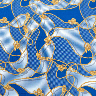 Yellow Rope Printed Blue Pure Silk