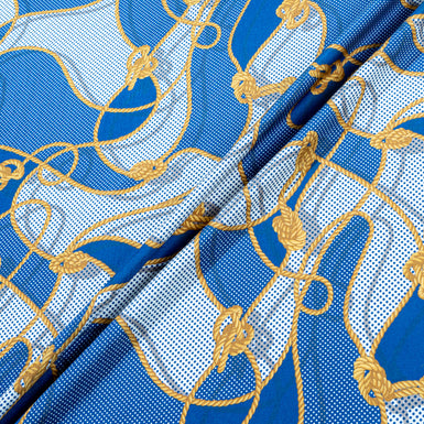 Yellow Rope Printed Blue Pure Silk