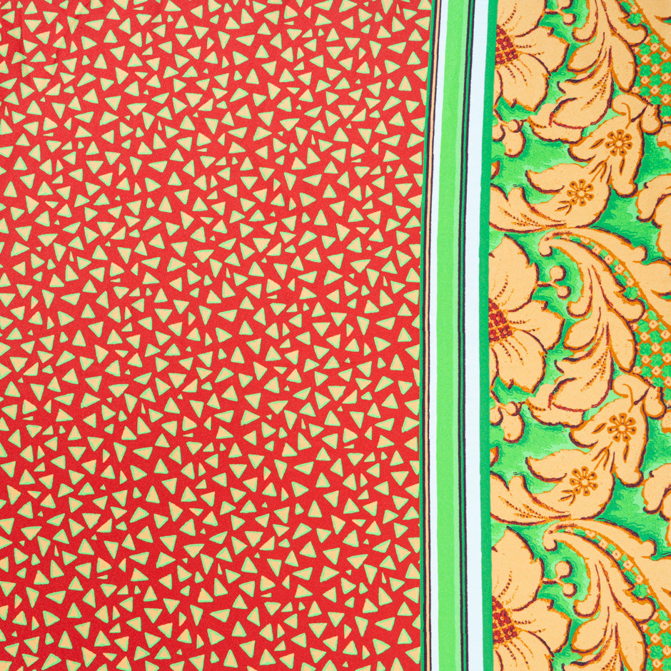 Triangular Printed Red Pure Silk Twill