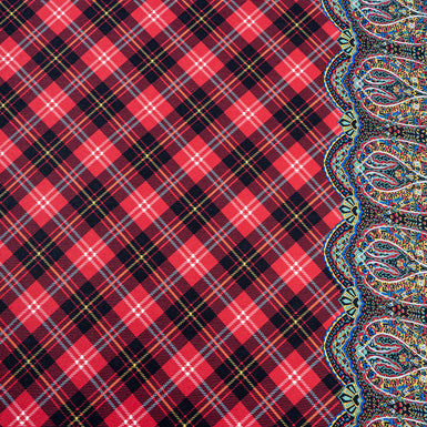 Red & Multi-Coloured Tartan Checkered Silk Twill