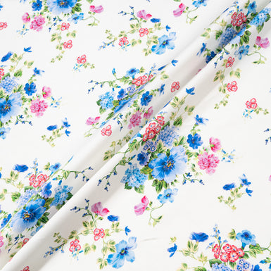 Pink & Blue Wild Floral Printed Luxury Cotton