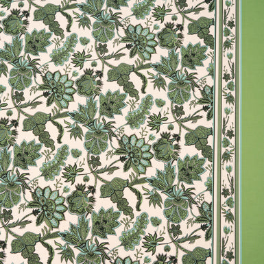 Olive Green Floral Printed Pure Cotton (A 2.25m Piece)