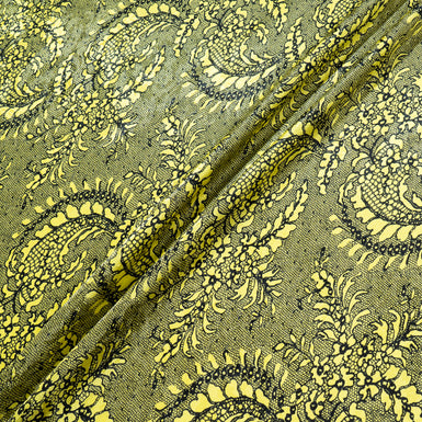 Black Lace Printed Yellow Silk Jacquard