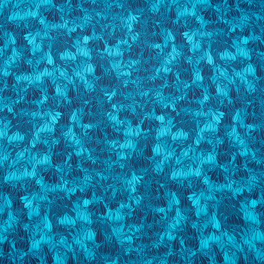 Sea Blue Leaf Printed Pure Cotton Shirting